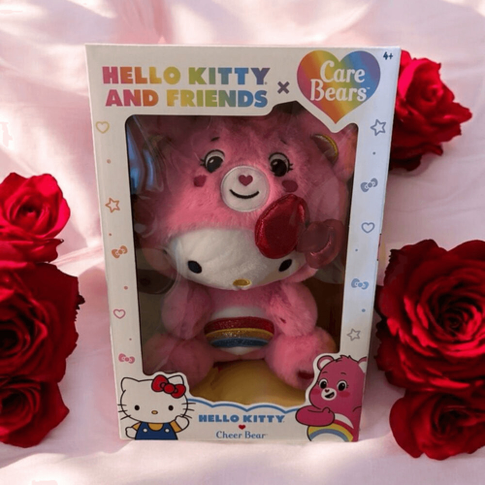 Hello Kitty Cheer Bear 2023 New Release 10" Care Bear Plush In Box.